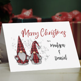 Cartão De Festividades Feliz Natal Russo Gnomo Xadrez Vermelho