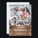 Cartão De Festividades Feliz Natal Rustic 4 Photo Collage Family<br><div class="desc">Você pode escolher o tipo de papel para impressão (mate,  brilhante,  etc.). Você também pode clicar em "Clique para personalizar mais" para fazer alterações adicionais. Cartão de Feriado da Família de Colagem de Fotos Russos de Natal.</div>