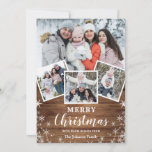 Cartão De Festividades Feliz Natal Rustic 4 Photo Saudação<br><div class="desc">Você pode escolher o tipo de papel para impressão (mate,  brilhante,  etc.). Você também pode clicar em "Clique para personalizar mais" para fazer alterações adicionais. Cartão de Feriado da Família de Colagem de Fotos Russos de Natal.</div>