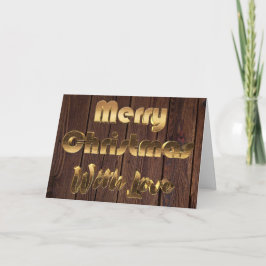 Cartão De Festividades Feliz Natal, Rustic Brown Woodence Dourado