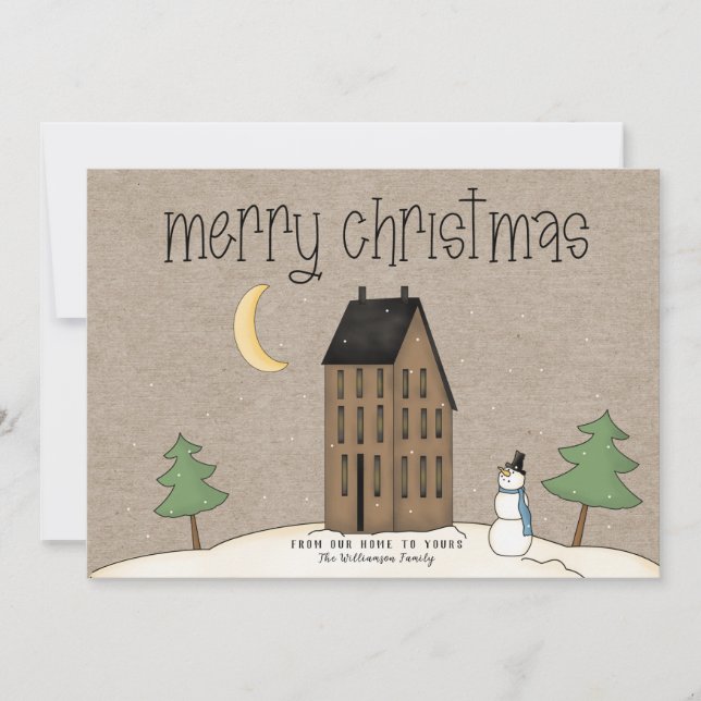 Cartão De Festividades Feliz Natal Rustic Country Holiday Card (Frente)