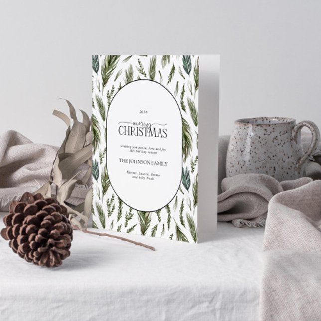 Cartão De Festividades Feliz Natal, Rustic Forest Botanicals Foto (Get into the holiday spirit with a heartfelt folded christmas card! 🎅)