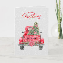 Feliz Natal Rustic Red Truck Holiday Card