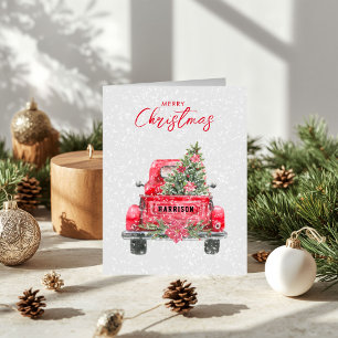 Cartão De Festividades Feliz Natal Rustic Red Truck Holiday Card