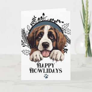 Cartão De Festividades Feliz Natal Saint Bernard Dog Christmas
