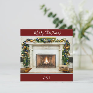 Cartão De Festividades Feliz Natal Sala Oval Lareira Casa Branca