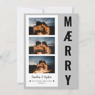 Cartão De Festividades "Feliz" Natal Salve a Data Foto   Cinza/Preto