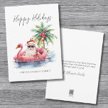 Cartão De Festividades Feliz Natal Santa Claus Praia Natal<br><div class="desc">Entre no espírito de Natal com um cartão de Natal único com um Papai Noel relaxado em óculos escuros saltando em um flamingo rosa no oceano. Perfeito para enviar desejos de férias de praia, este cartão é ideal para quem vive em lugares tropicais como Flórida, Havaí, ou Bahamas, ou para...</div>