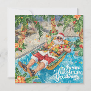 Cartão De Festividades Feliz Natal Santa Tropical Festa de Verão na Pisci