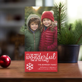 Cartão De Festividades Feliz Natal - Saudação de Foto Vermelha Vertical