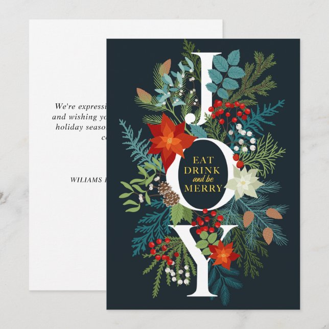 Cartão De Festividades Feliz Natal Saudações Corporativas JOY (Frente/Verso)