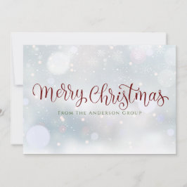 Cartão De Festividades Feliz Natal Script Snowflakes Office