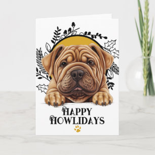 Cartão De Festividades Feliz Natal Shar Pei Cachorro Christmas