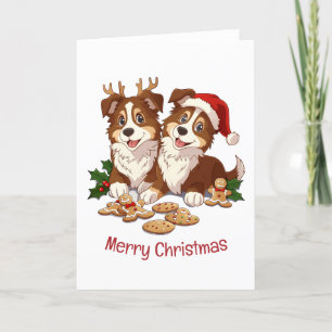 Cartão De Festividades Feliz Natal Shetland Sheepdog