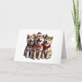 Cartão De Festividades Feliz Natal Shiba Inu Papais noeis Cães
