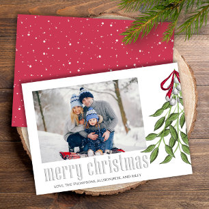 Cartão De Festividades Feliz Natal Simples Moderno Visco Uma Foto
