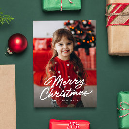 Cartão De Festividades Feliz Natal simples roteiro casual uma foto