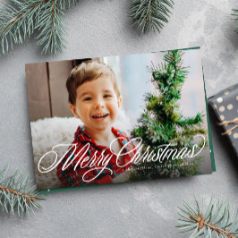 Cartão De Festividades Feliz Natal simples roteiro clássico duas fotos