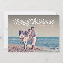 Cartão De Festividades Feliz Natal simples roteiro retro uma foto