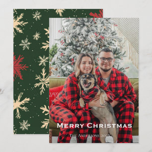 Cartão De Festividades Feliz Natal simples uma foto família Feriado