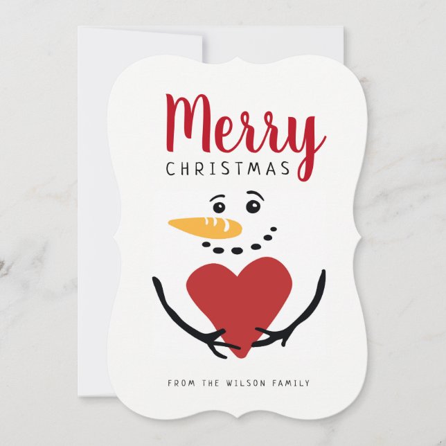 Cartão De Festividades Feliz Natal Snowman Flat Card (Frente)