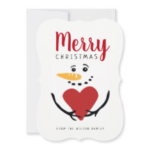 Feliz Natal Snowman Flat Card