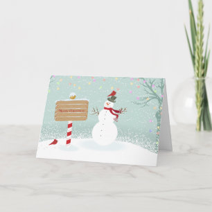 Cartão De Festividades Feliz Natal Snowman Winter Scene Xmas Holiday