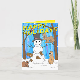 Cartão De Festividades Feliz Natal Snowman Yeti Fun