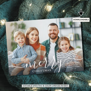 Cartão De Festividades FELIZ NATAL Sobreposição de Foto com Letra Moderna