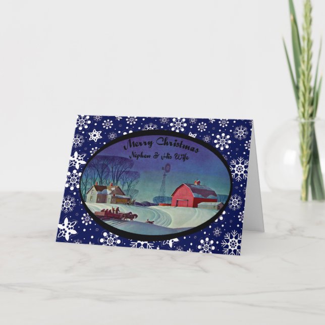 Cartão De Festividades Feliz Natal Sobrinho e Esposa (Frente)