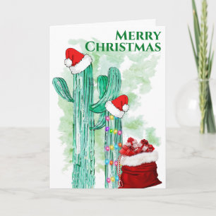 Cartão De Festividades Feliz Natal Sudoeste Saguaro Cactus