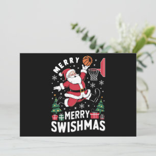 Cartão De Festividades Feliz Natal Swishmas Papai Noel Jogando Basquete 