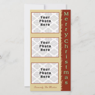 Cartão De Festividades Feliz Natal Tan/Red 3 Foto 4x8