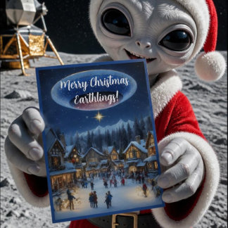 Cartão De Festividades Feliz Natal terráqueos natal alienígena engraçado