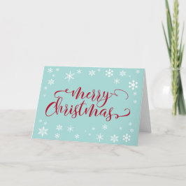 Cartão De Festividades Feliz Natal Tipografia Vermelha em Azul de Ovo de 
