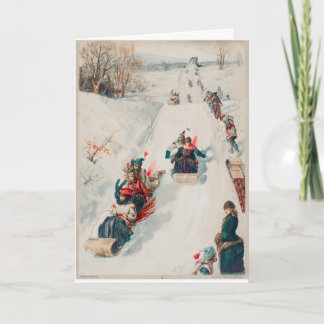 Cartão De Festividades Feliz Natal Tobogganing