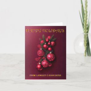 Cartão De Festividades Feliz Natal Tradicional Bordeaux Personalizável  