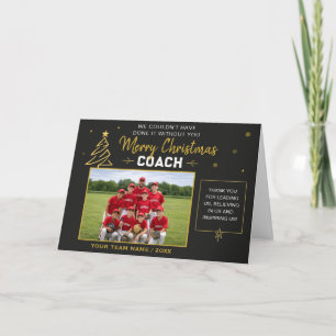 Cartão De Festividades Feliz Natal Treinador Foto Personalizada da Equipe