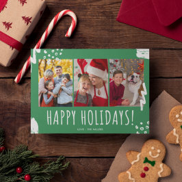 Cartão De Festividades Feliz Natal Três Fotografias Natal Verde