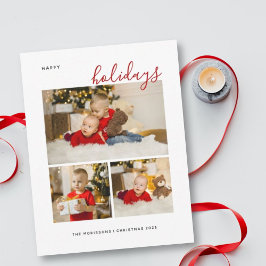 Cartão De Festividades Feliz Natal três fotos da família colagem feliz H