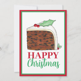 Cartão De Festividades Feliz Natal UK Bolo Britânico Fatia Caseiro