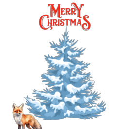 Cartão De Festividades Feliz Natal Uma Raposa Andando na Neve