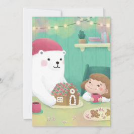 Cartão De Festividades Feliz Natal: Urso Polar e Criança