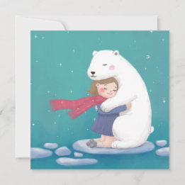 Cartão De Festividades Feliz Natal: Urso Polar e Ilustração Infantil