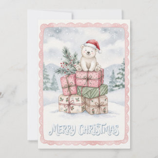 Cartão De Festividades Feliz Natal Urso Polar Fofo