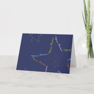 Cartão De Festividades Feliz Natal Varicoloradas Estrelas Arte Palavra