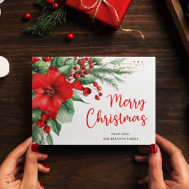 Cartão De Festividades Feliz Natal Verde Botânico