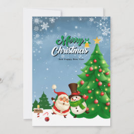 Cartão De Festividades Feliz Natal Verde e Branco