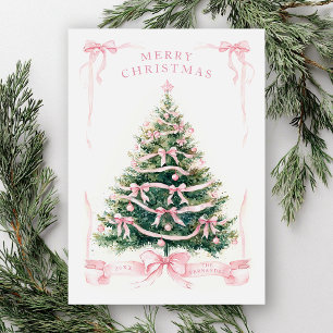 Cartão De Festividades Feliz Natal Verde Rosa