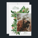 Cartão De Festividades Feliz Natal. Verduras botânicas de inverno<br><div class="desc">cartão com fotos "Feliz Natal" com vegetação botânica floral para as férias de inverno. Entre em contato comigo se precisar de itens adicionais.</div>